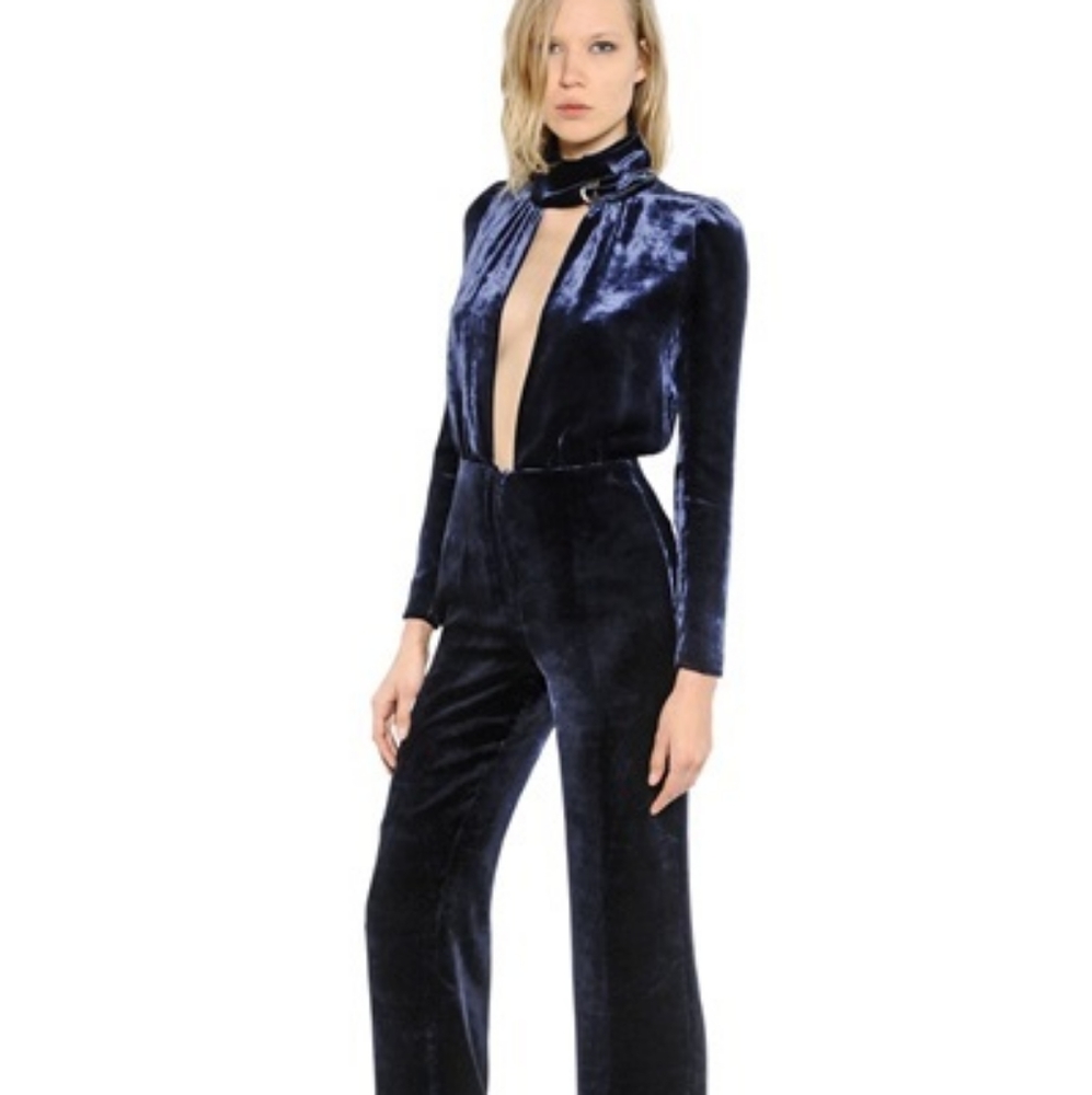 sonia rykiel navy velvet jumpsuit 42
